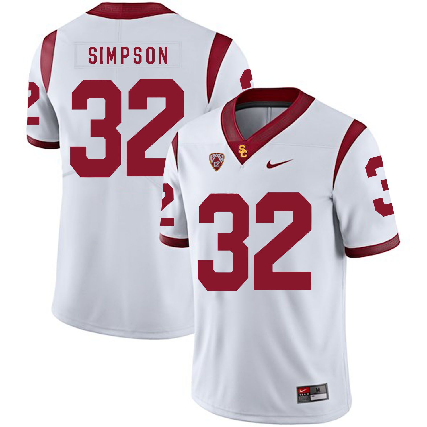Men USC Trojans #32 Simpson White Customized NCAA Jerseys->customized ncaa jersey->Custom Jersey